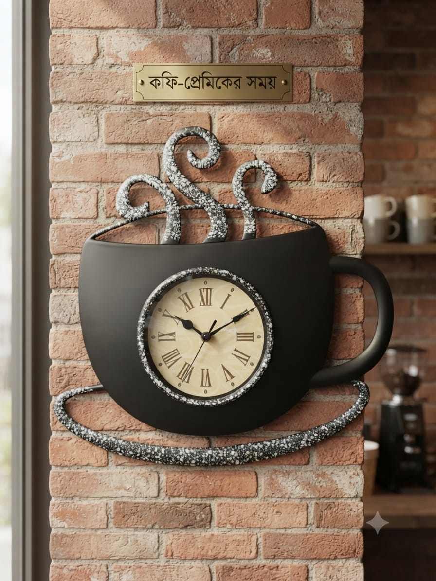 FirsTime & Co. Latte Cup Clock, Plastic, Farmhouse Style, 11.5 x 1.375 x 11 inches, Bronze