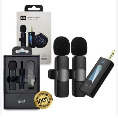 k35 Dual wireless microphone Record Microphone Smart Noise Cancelling Mini Portable Lavalier Mic